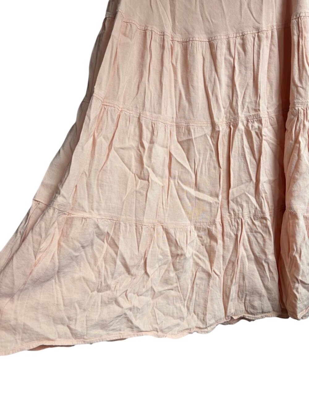 Lane Bryant Womens Tiered Skirt Size 18/20 Pink Linen Elastic Waist - Picture 3 of 4